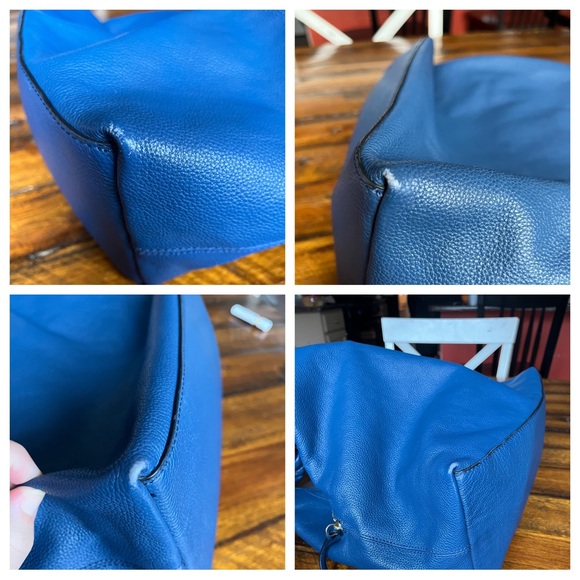 Vince Camuto Aaron Hobo Bag Purse in Pebbled Leather Blue Shade Dark Jean - Picture 15 of 15